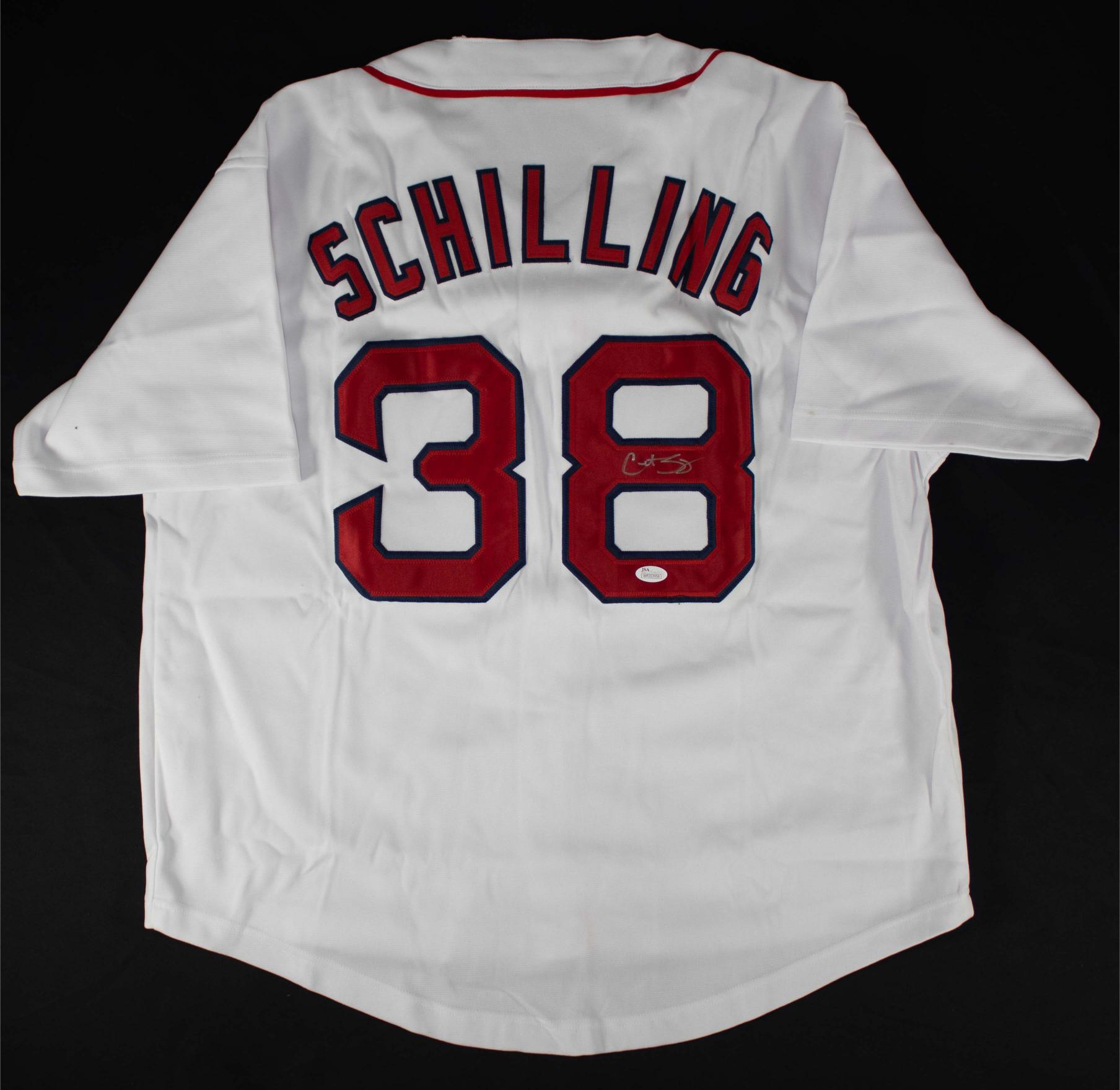 Curt Schilling Signed Boston Red Sox Custom Jersey Jsa Witness Coa