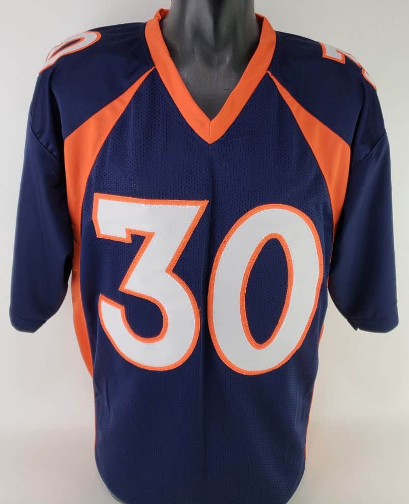 TERRELL DAVIS Denver Broncos Autographed Replica Jersey JSA COA Throwba￼ck