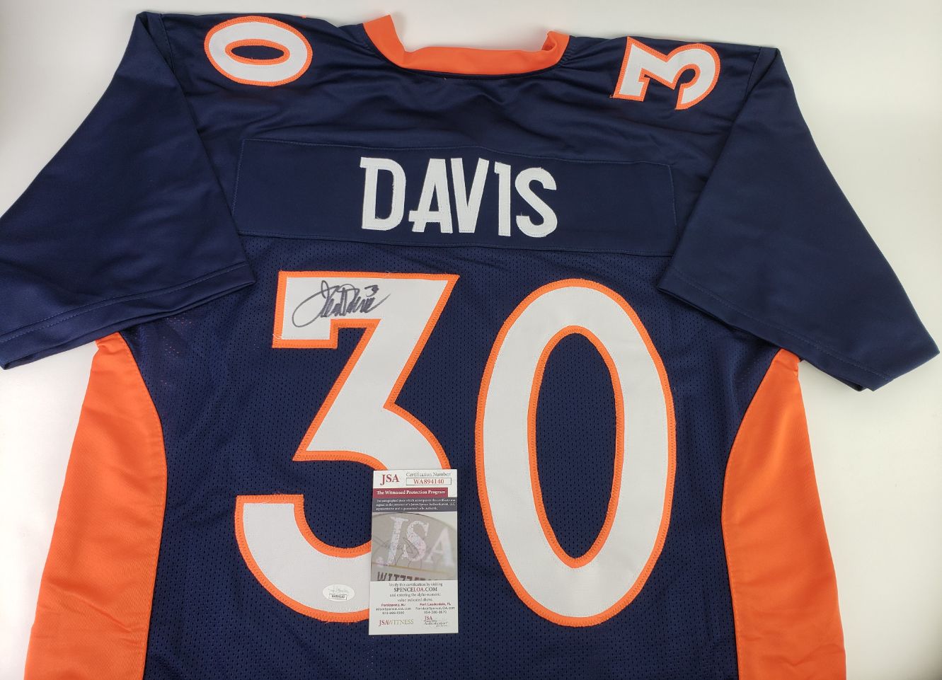 Denver Broncos Terrell Davis Autographed Signed Throwback Jersey Jsa Coa