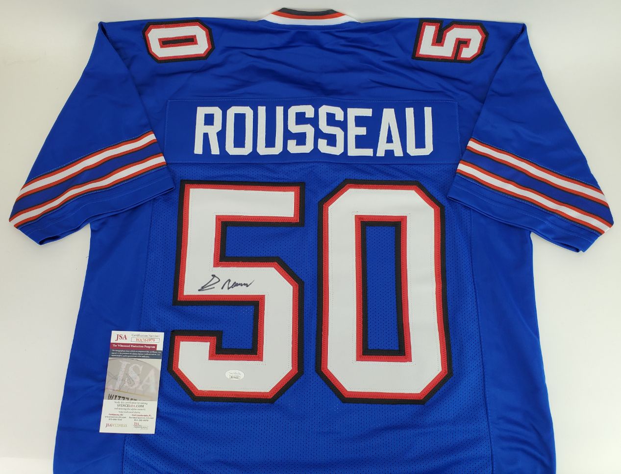 GREG ROUSSEAU SIGNED BILLS CUSTOM RED JERSEY - JSA COA