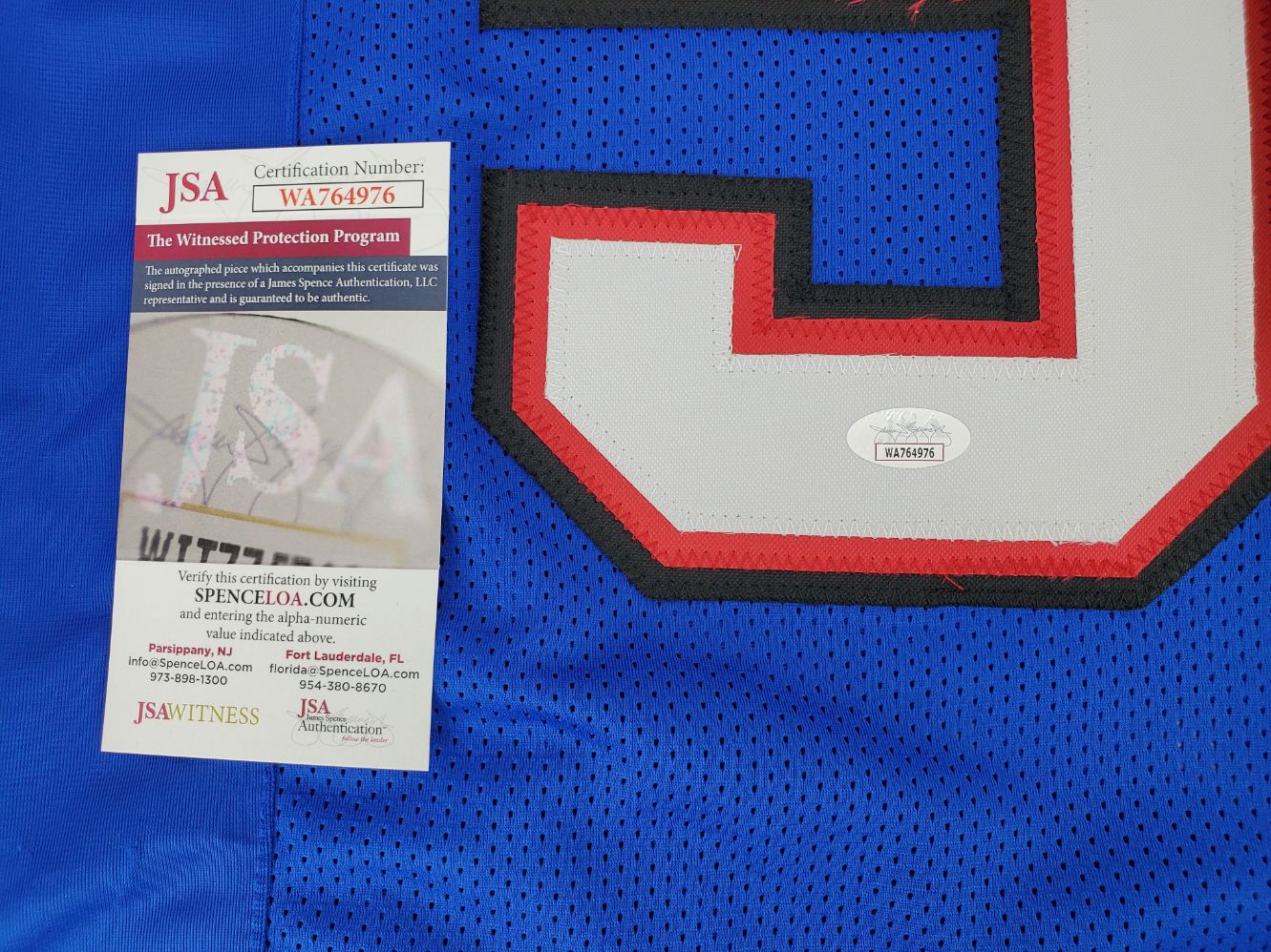 GREG ROUSSEAU SIGNED BILLS CUSTOM RED JERSEY - JSA COA