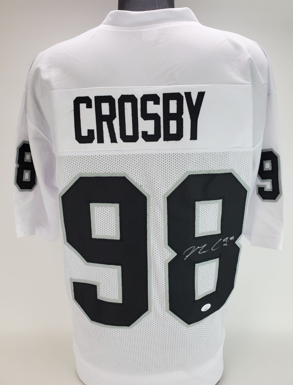 Maxx Crosby Signed 32x41 Custom Framed Jersey Display with LED Lights (JSA  COA)