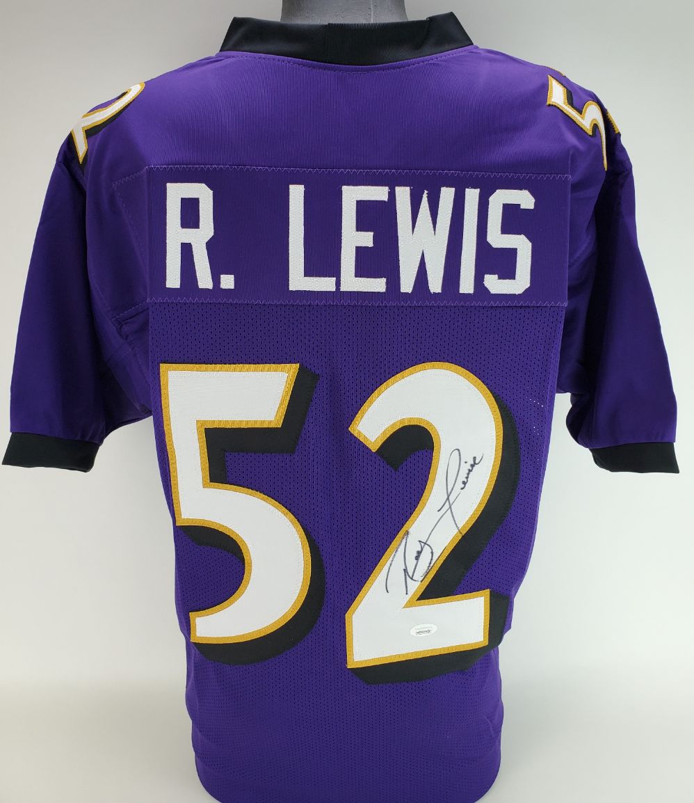 Ray Lewis Autographed Baltimore Custom Football Jersey - JSA COA