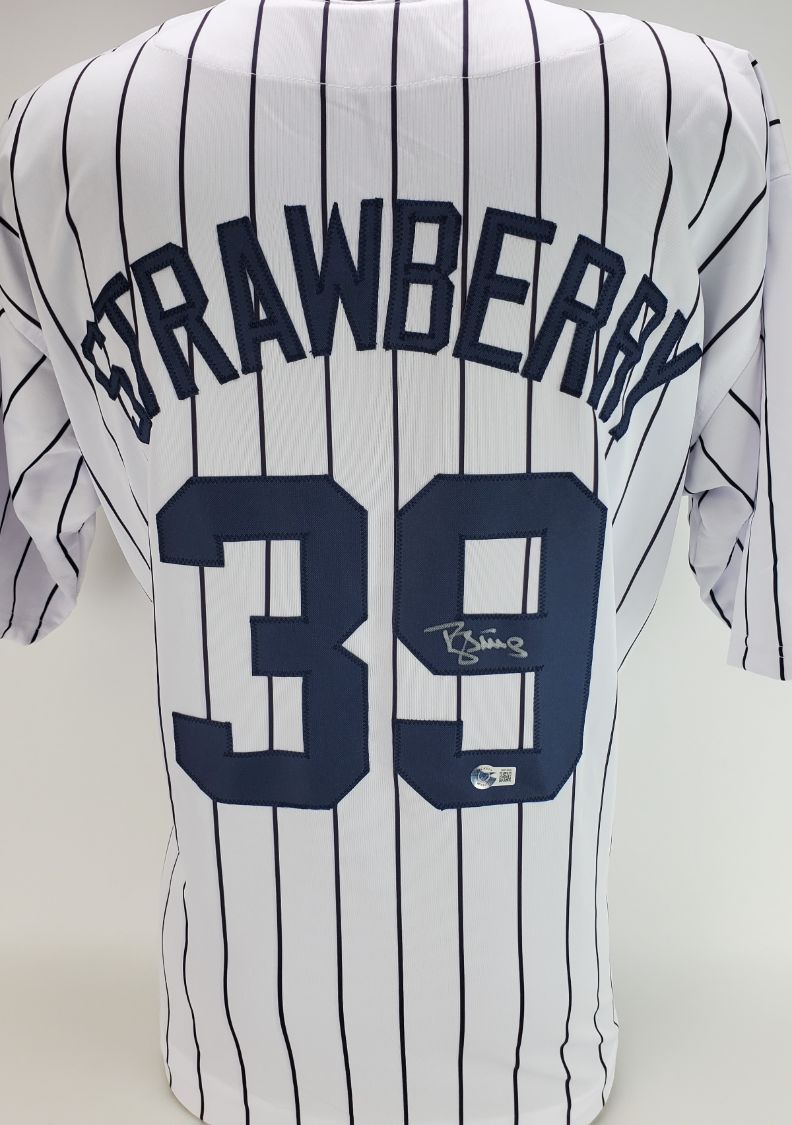 Darryl Strawberry Signed New York Yankees 31x35 Custom Framed Jersey (JSA  COA)