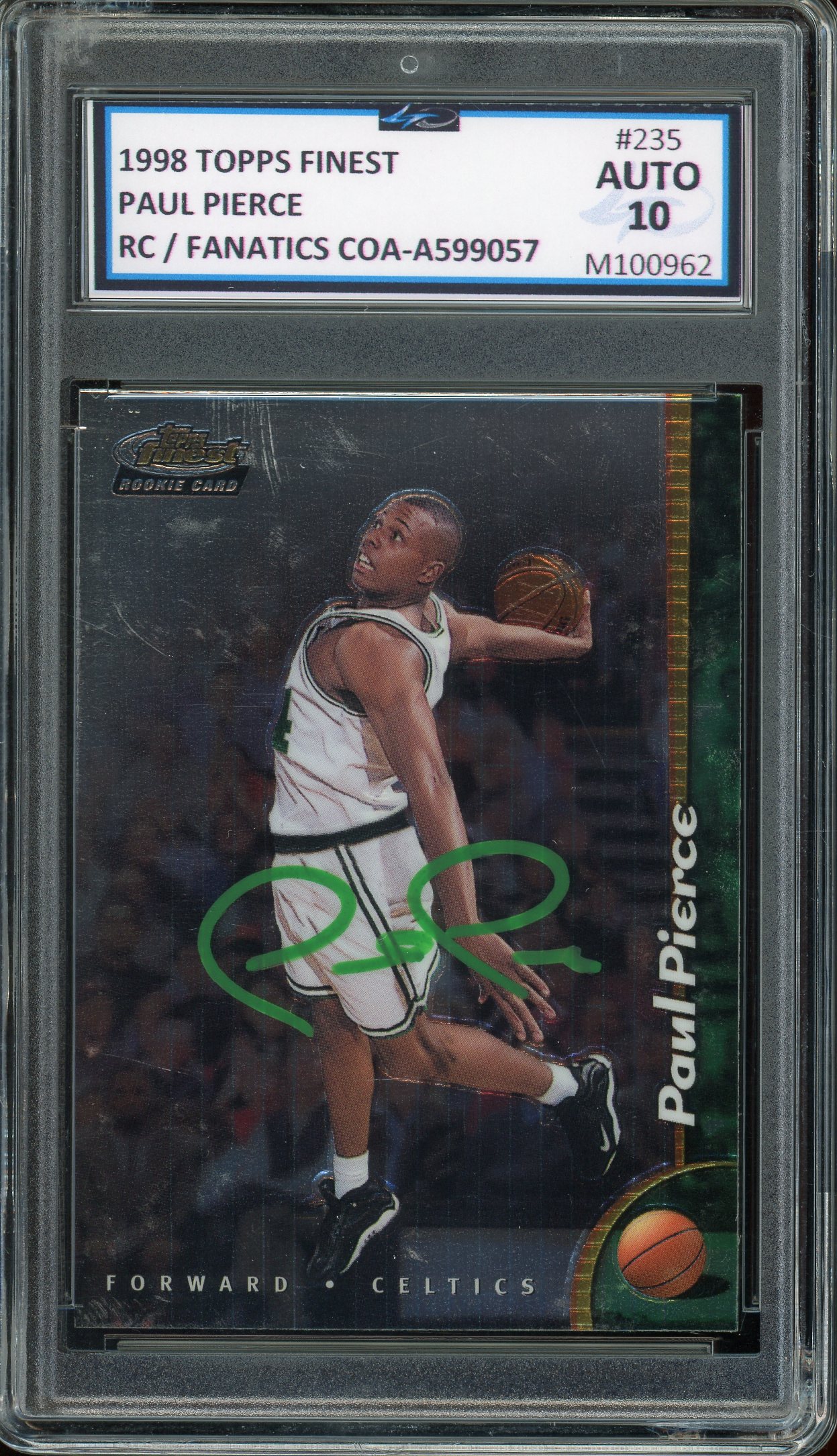 Paul Pierce Signed 1998 Topps Finest Rookie Basketball Card #235