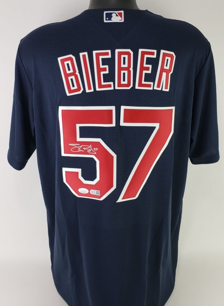 Cleveland Indians Shane Bieber Autographed Gray Nike Jersey Size L