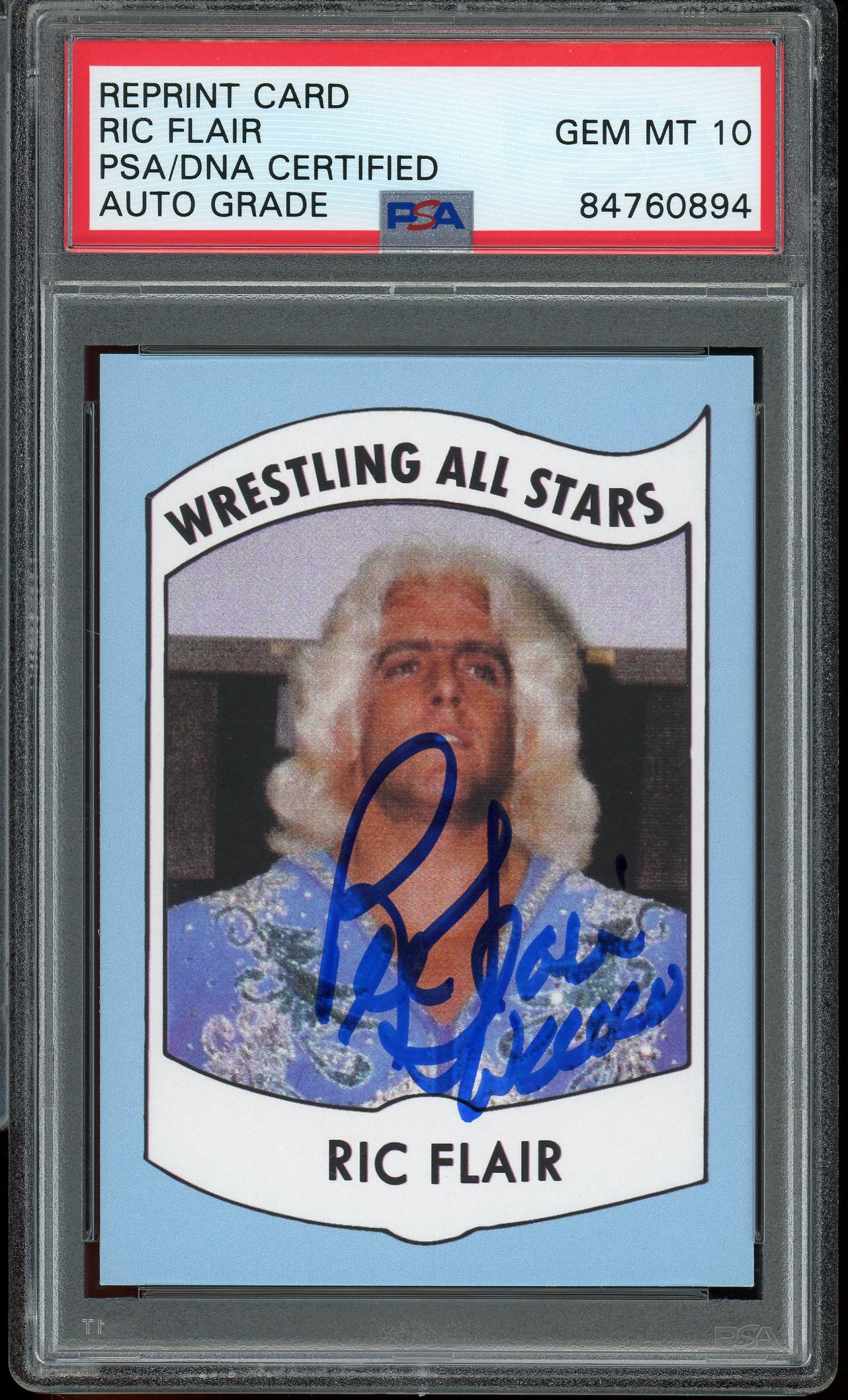 Ric Flair Signed Rookie Reprint Wrestling Card - Auto Graded Gem Mint ...