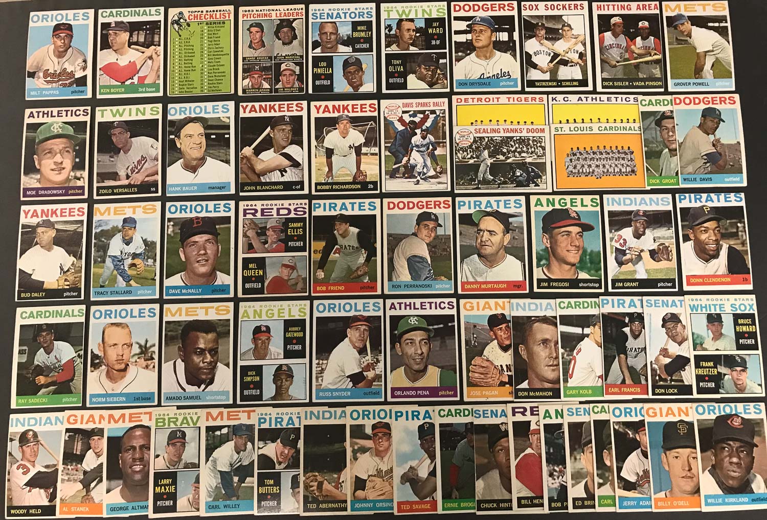 Lot of (62) 1964 Topps Baseball Cards - Cards Range #3 - #182! - Inc ...