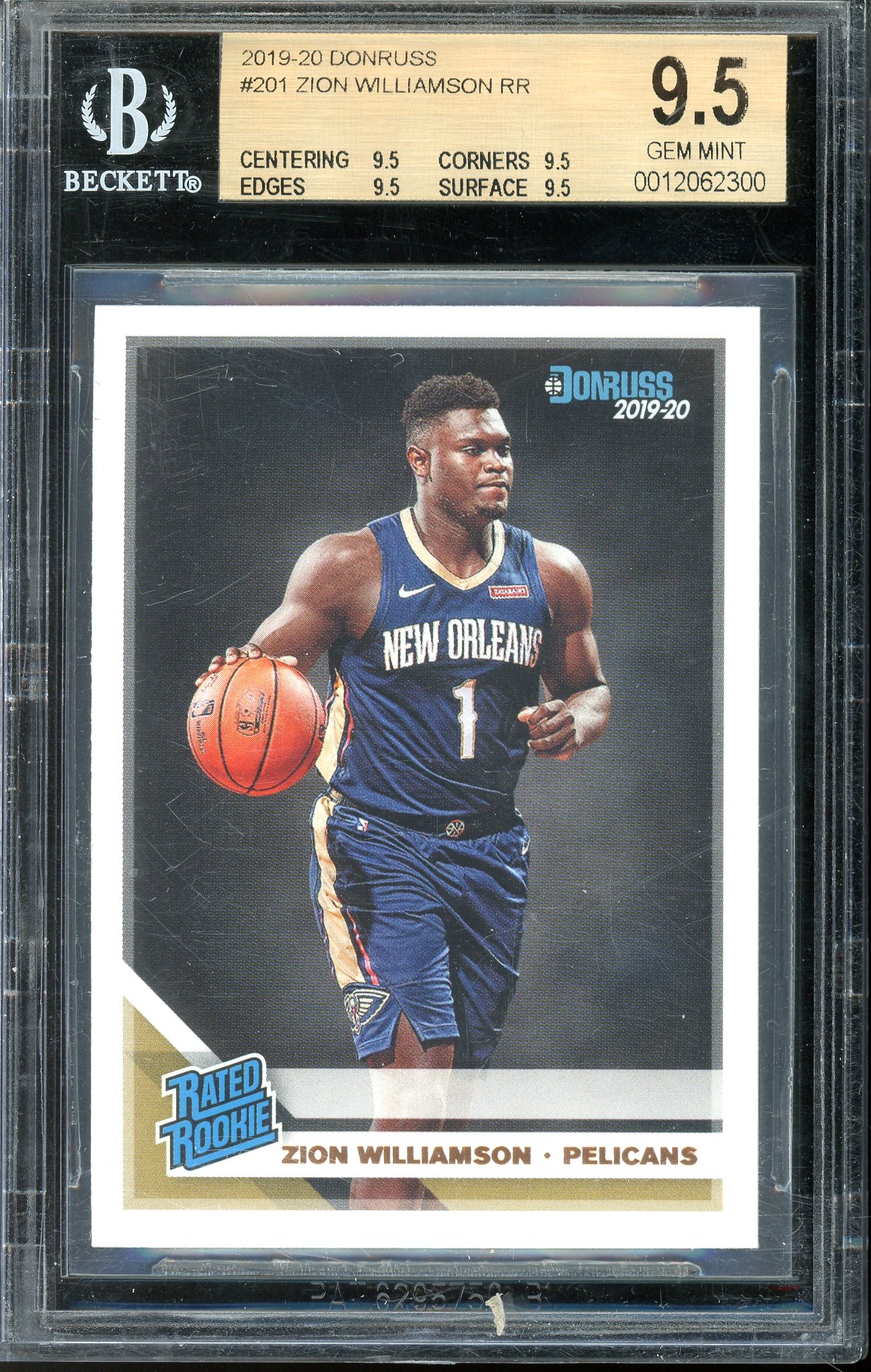 Zion Williamson 2019 Panini Donruss Rated Rookie Card #201- BGS Gem ...